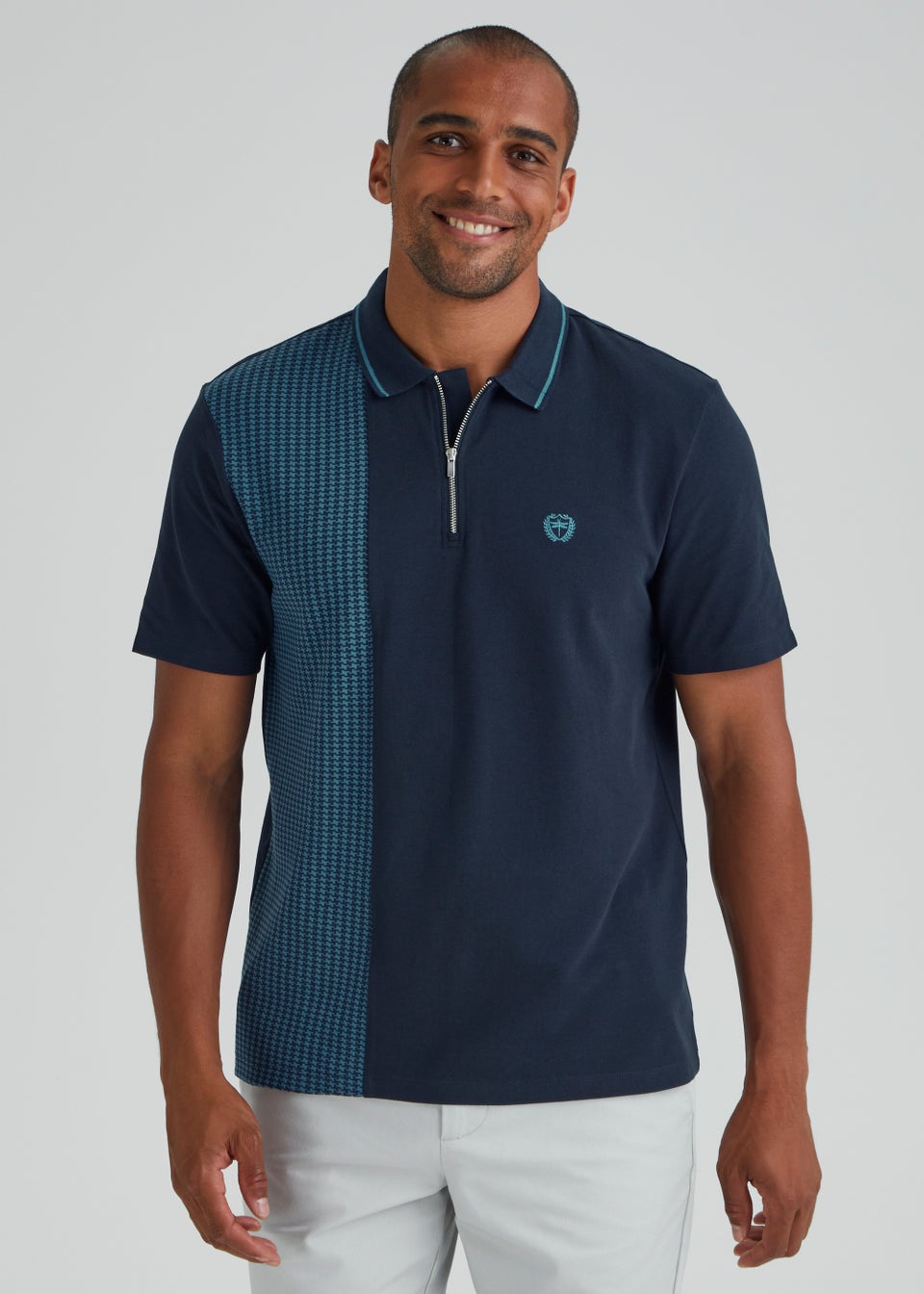 Blue Houndstooth Regular Fit Polo Shirt