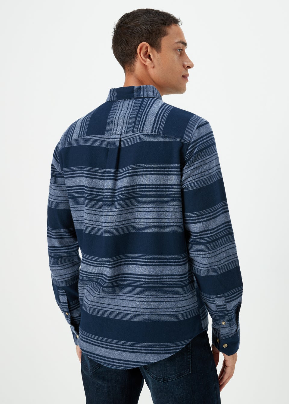 Blue Stripe Print Brushed Shirt