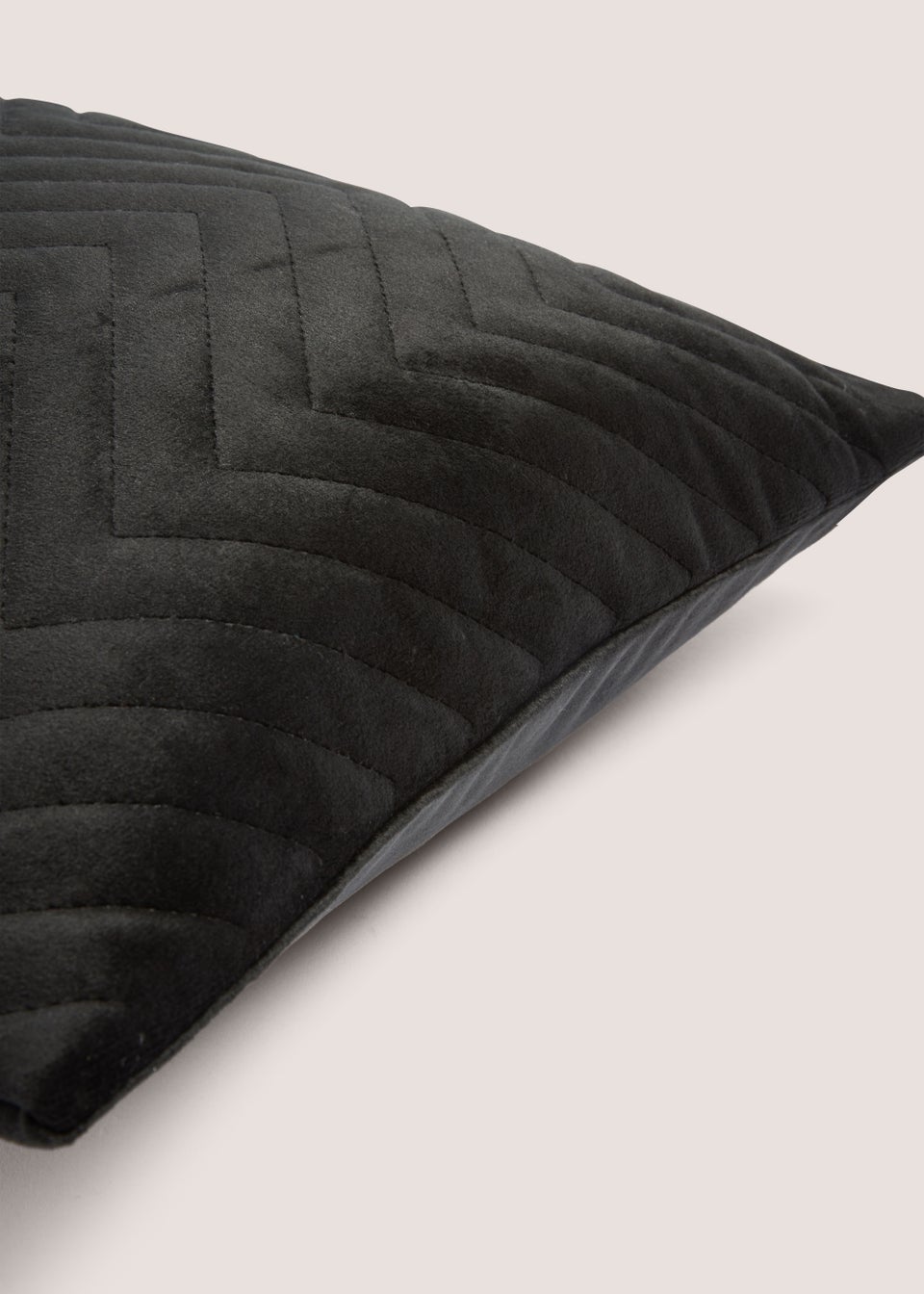 Black Velvet Quilted Cushion (30cm x 50cm)