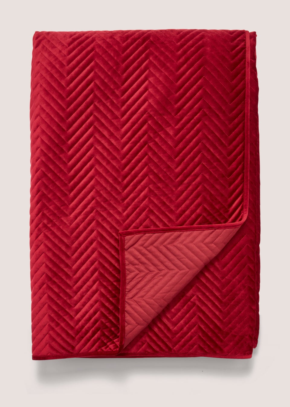 Red Velvet Quilted Bedspread 235cm x 235cm Matalan