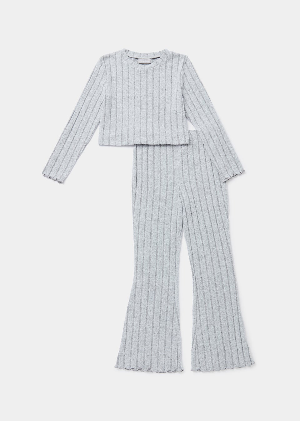 Girls Grey Ribbed Soft Touch Top & Leggings Set (4-13yrs)
