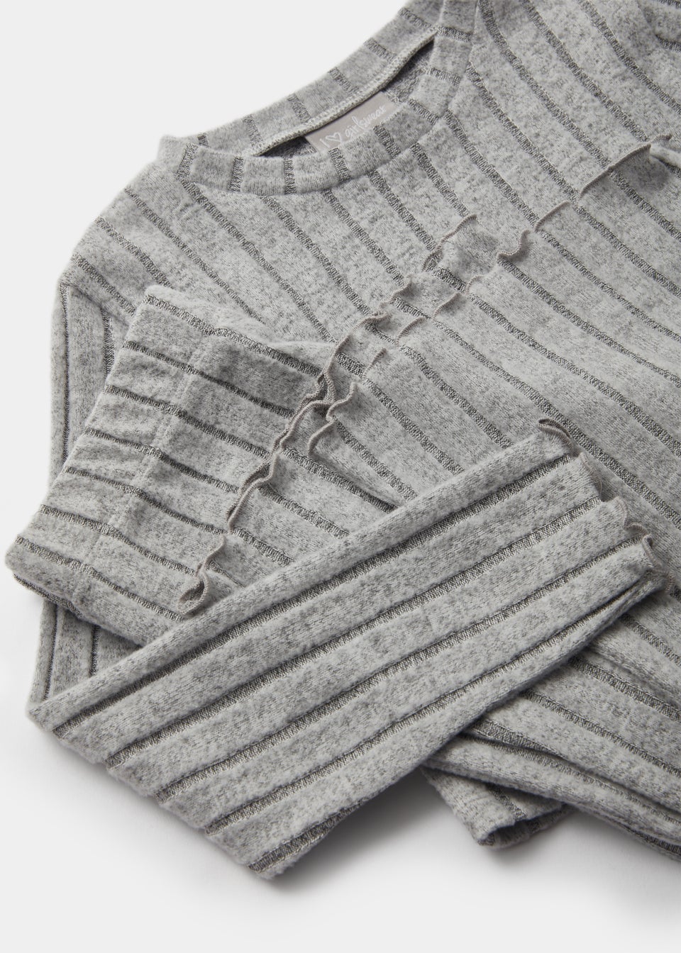 Girls Grey Ribbed Soft Touch Top & Leggings Set (4-13yrs)