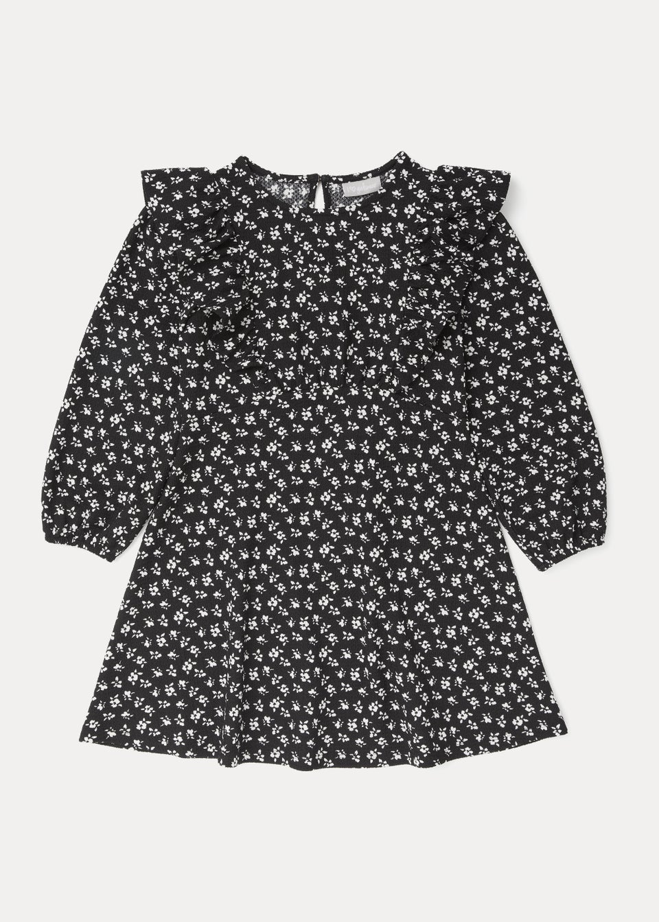 Girls Black & White Floral Print Crinkle Dress (4-13yrs) - Matalan