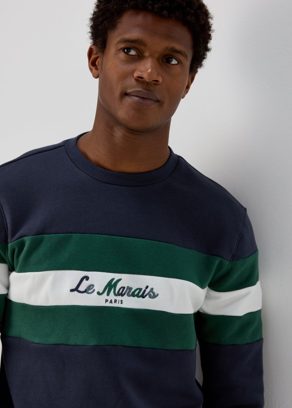 Navy Colour Block Sweatshirt