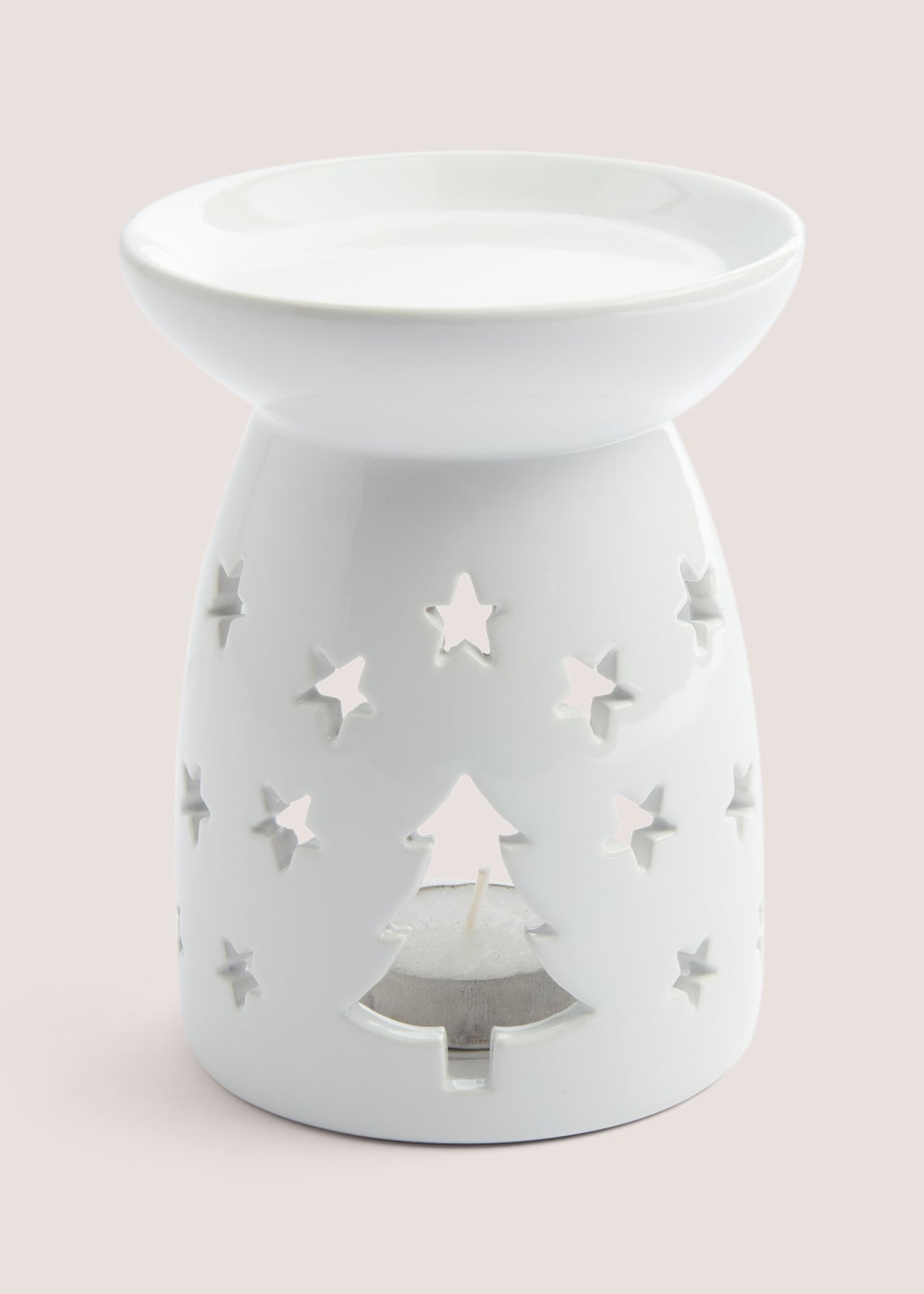 White Cut Out Christmas Tealight Holder (15cm)
