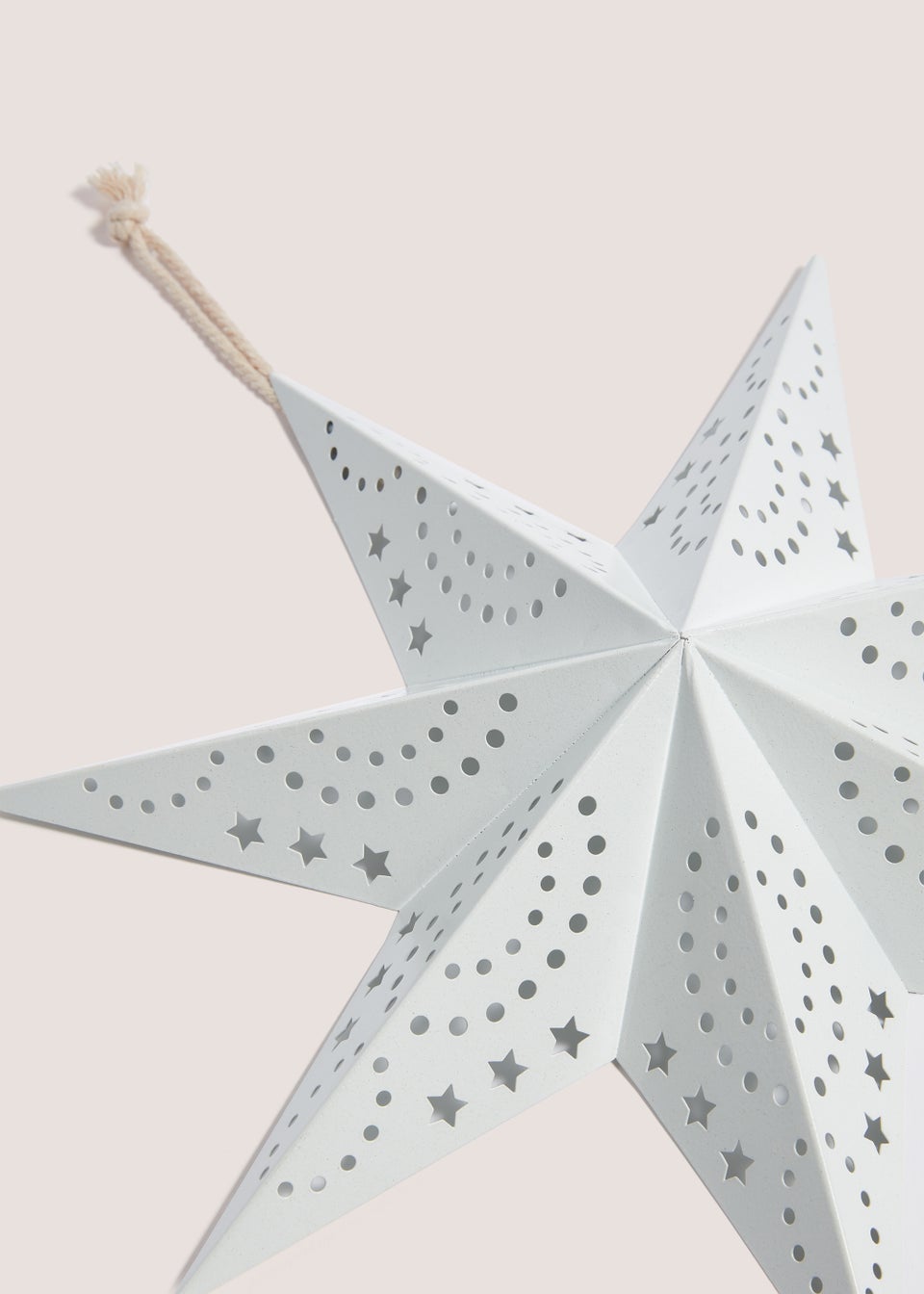 White Metal Small Christmas Hanging Star (24cm x 30cm) - Matalan