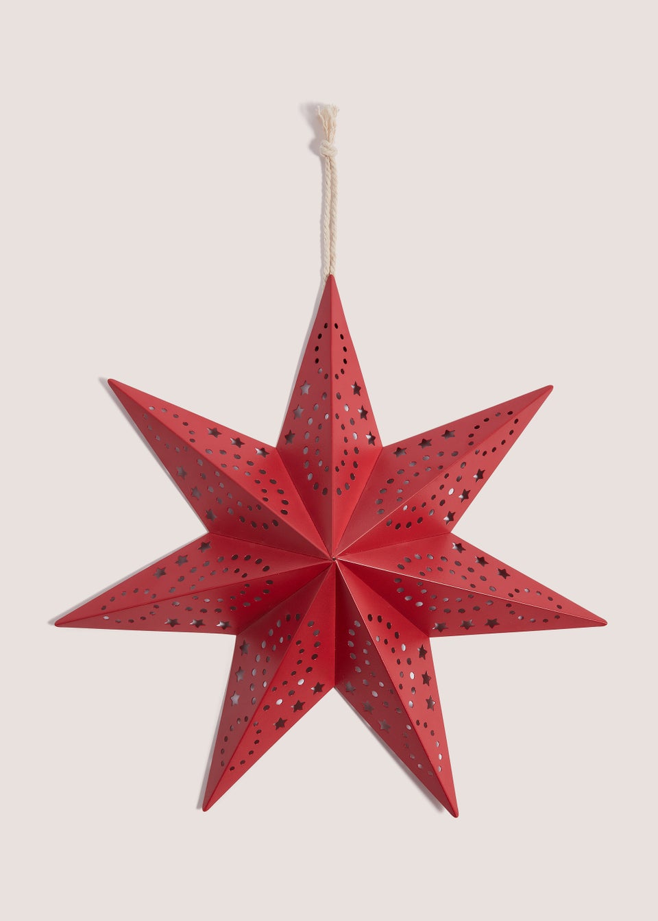 Red Metal Small Christmas Hanging Star (24cm x 30cm)