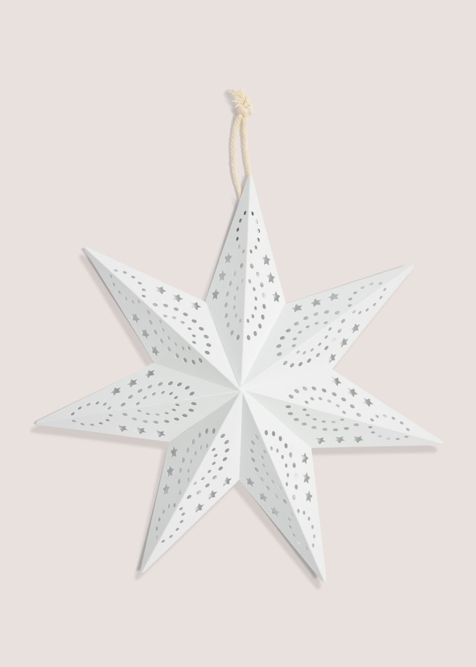 White Metal Medium Christmas Hanging Star (20cm x 40cm x 40cm)