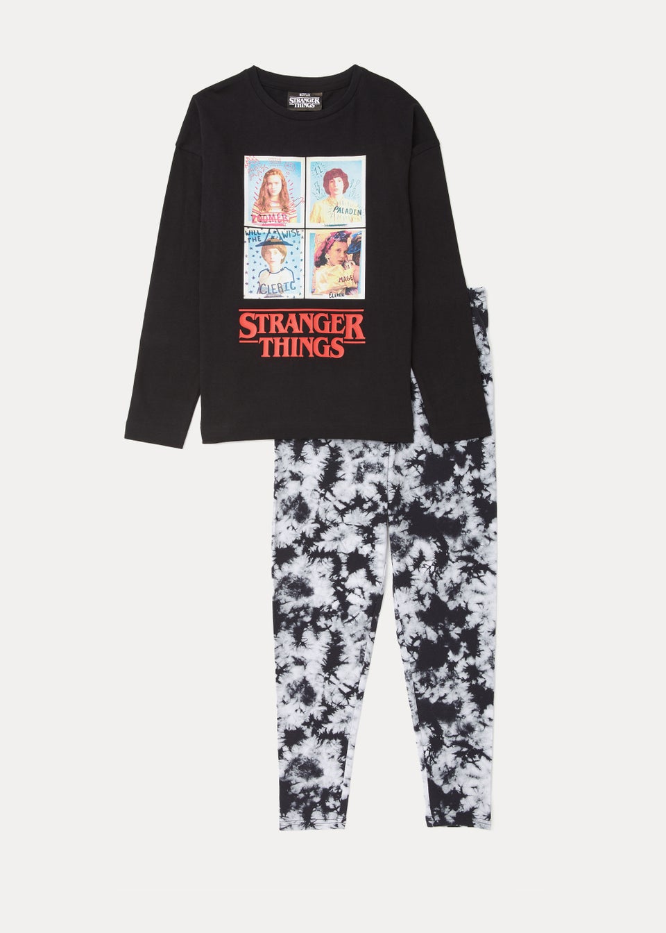 Kids Black Stranger Things Pyjama Set (7-13yrs)