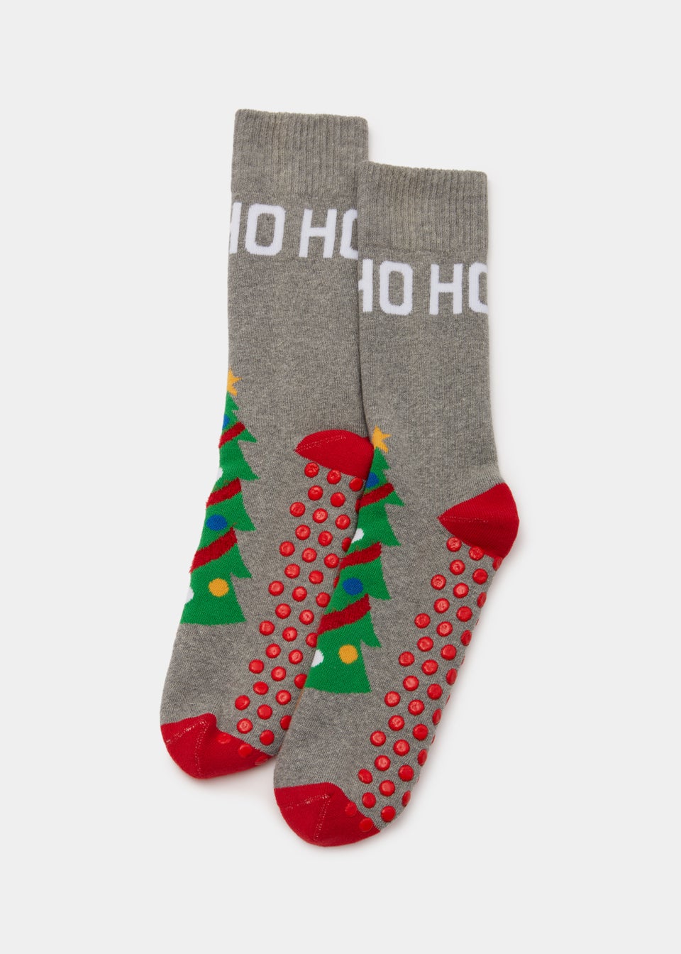 Grey Ho Ho Ho Christmas Slipper Socks
