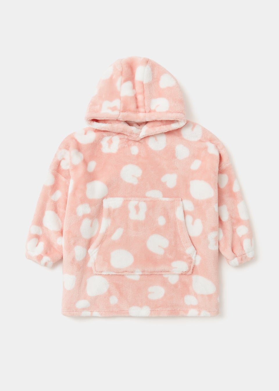 Girls Pink Animal Print Snuggle Hoodie (Small-Large)