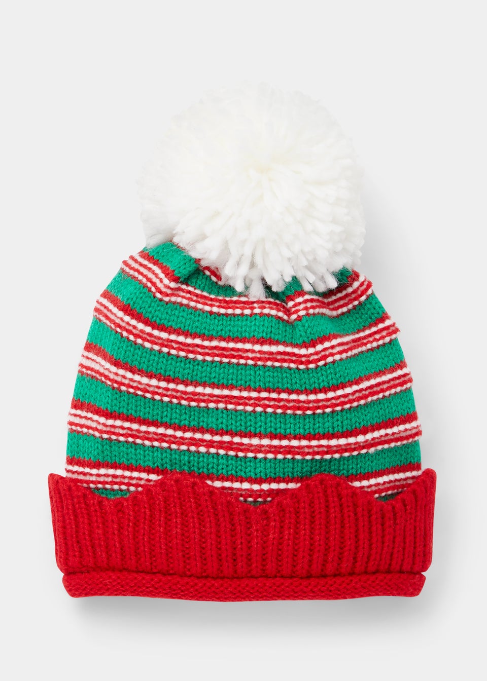 Red & Green Christmas Elf Baby Bobble Hat (Newborn-2yrs)