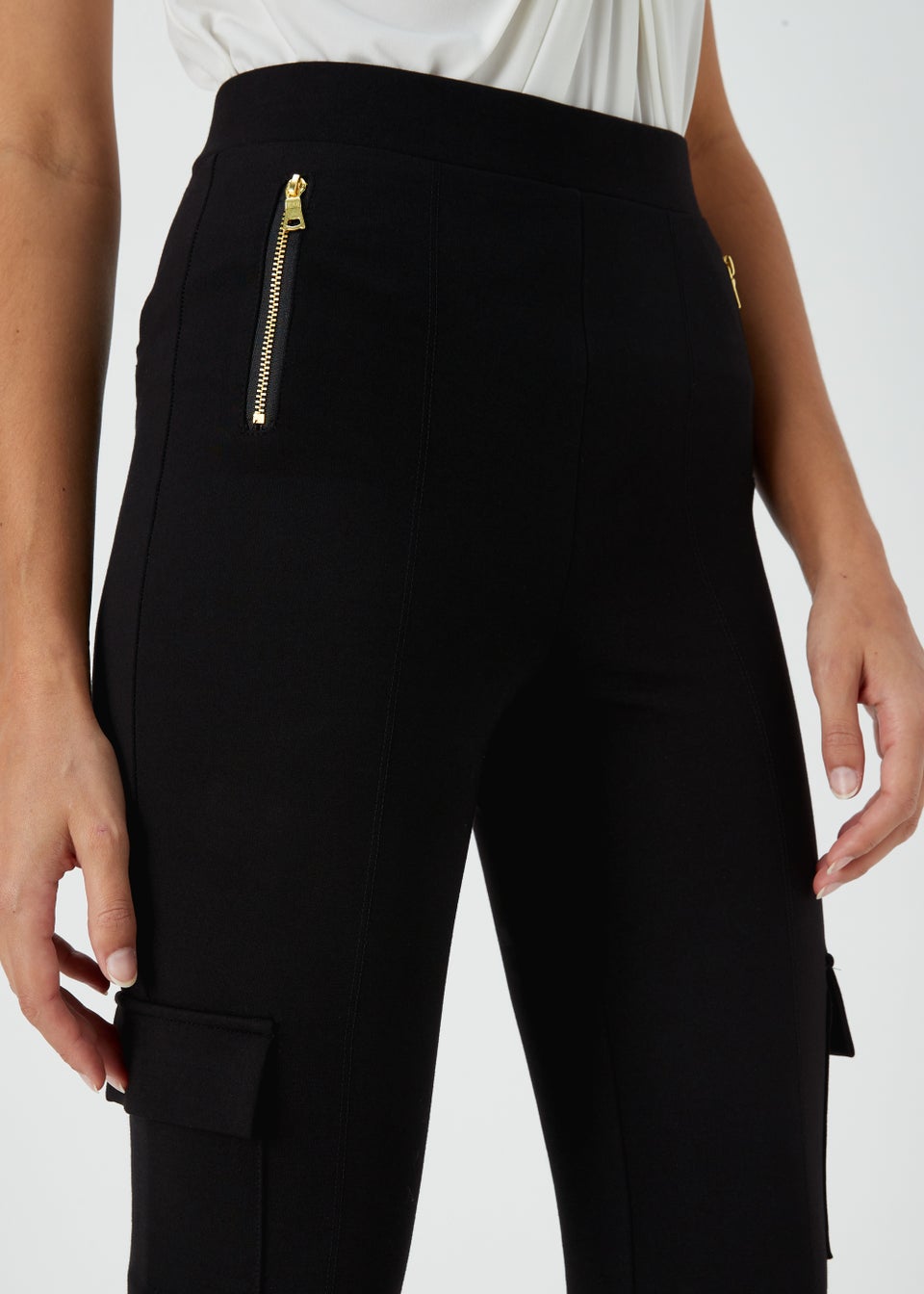 Et Vous Black Ponte Cargo Trousers - Matalan