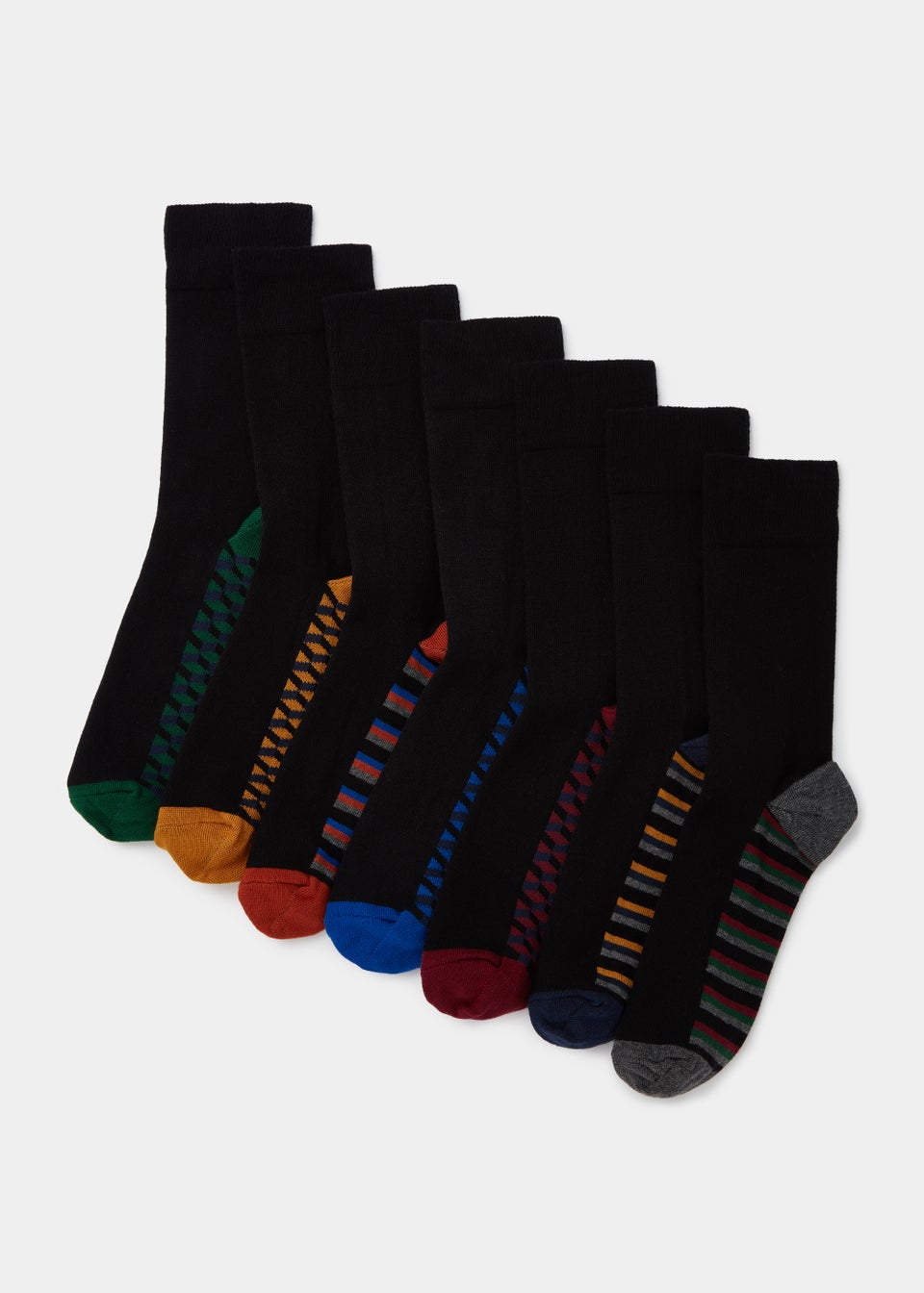 7 Pack Black Footbed Socks