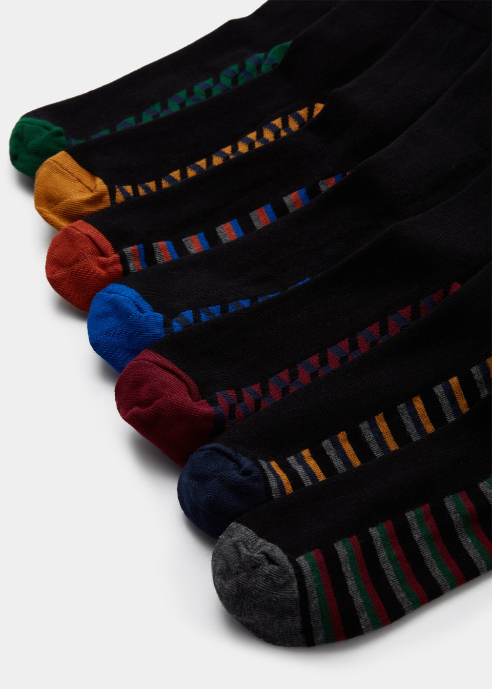 7 Pack Black Footbed Socks