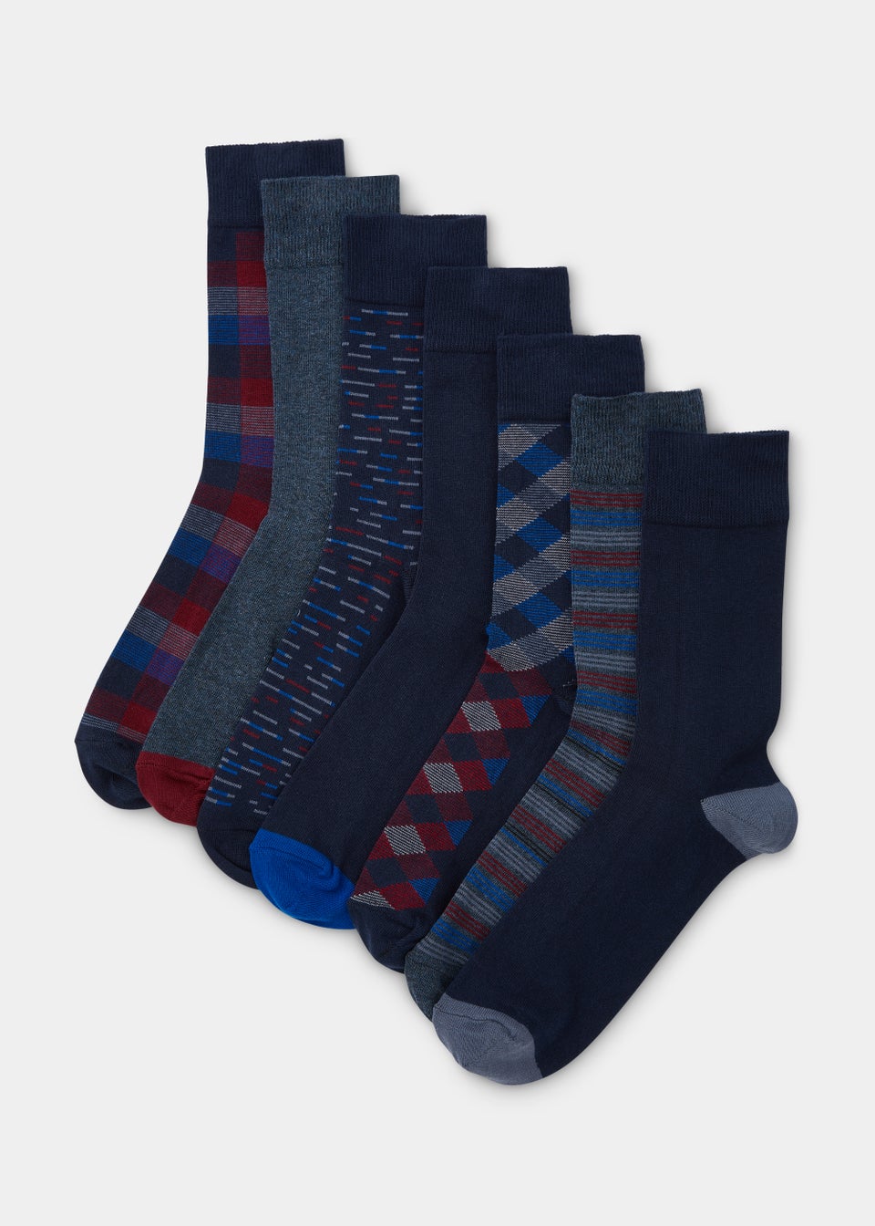 7 Pack Multicoloured Print Socks