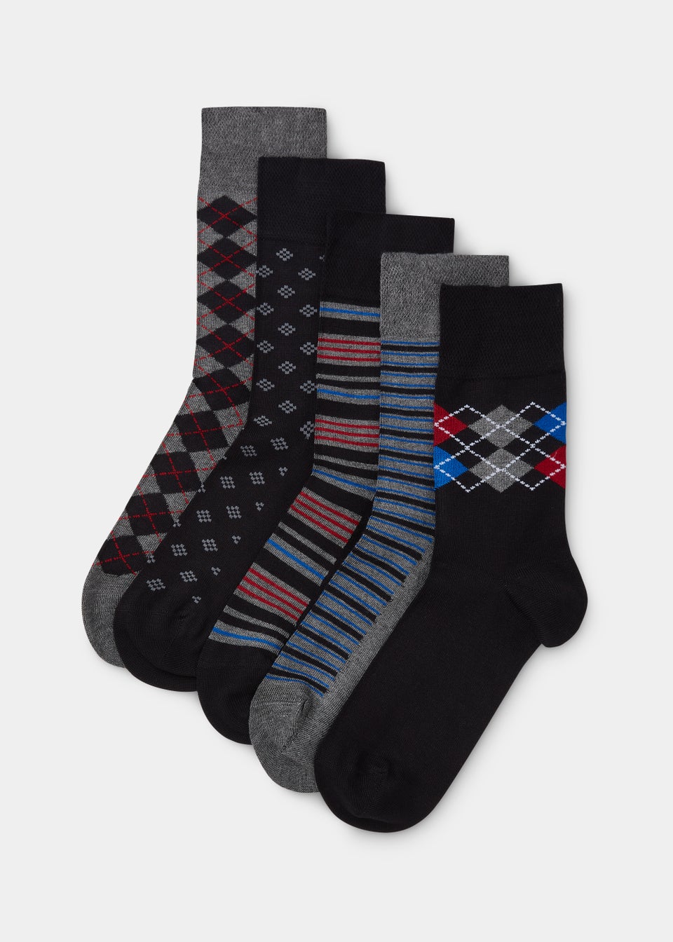 5 Pack Argyle Flexi Top Socks