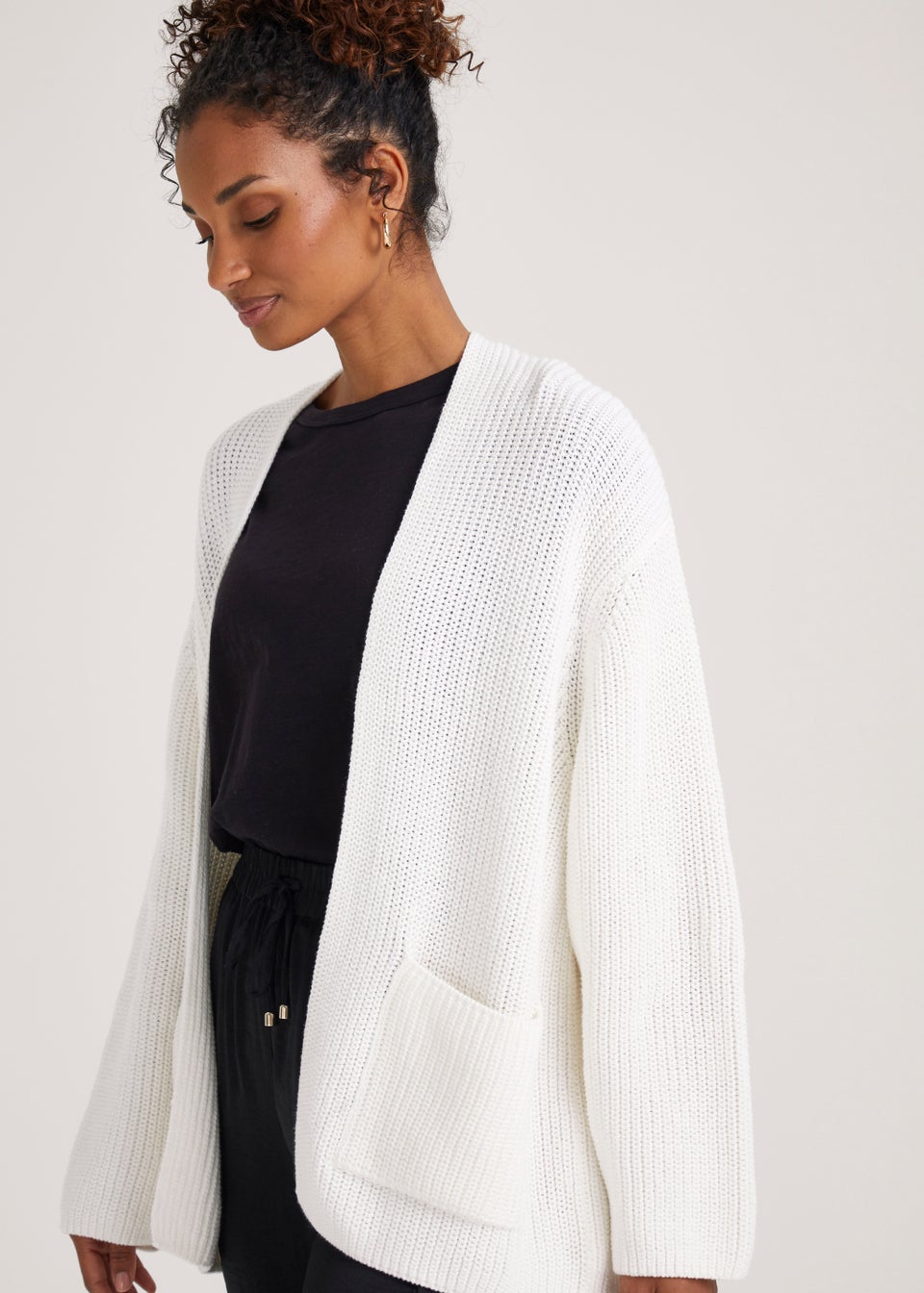Ecru Pocket Kimono Cardigan