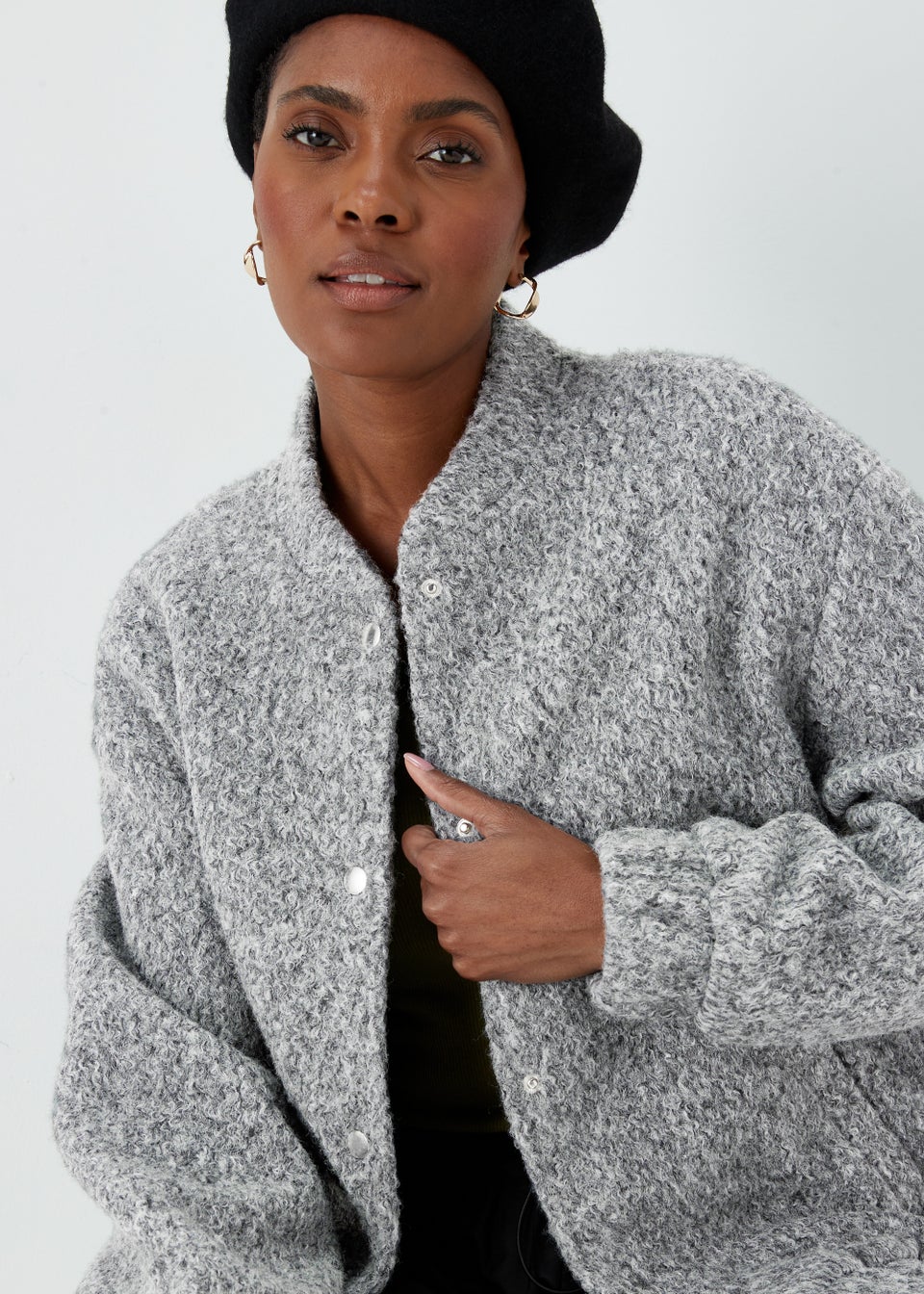 Grey bomber jacket shop