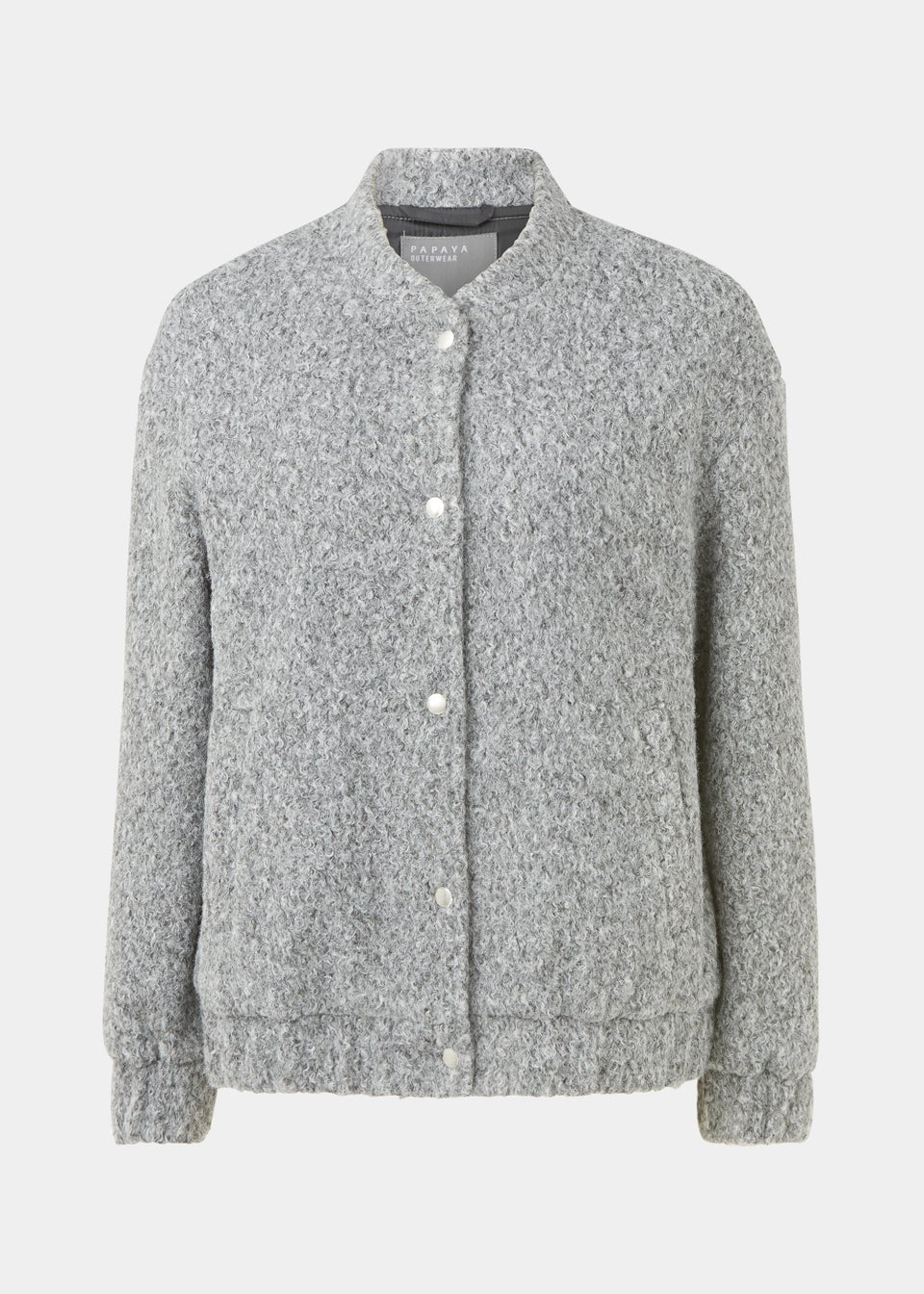 Grey Boucle Bomber Jacket Matalan