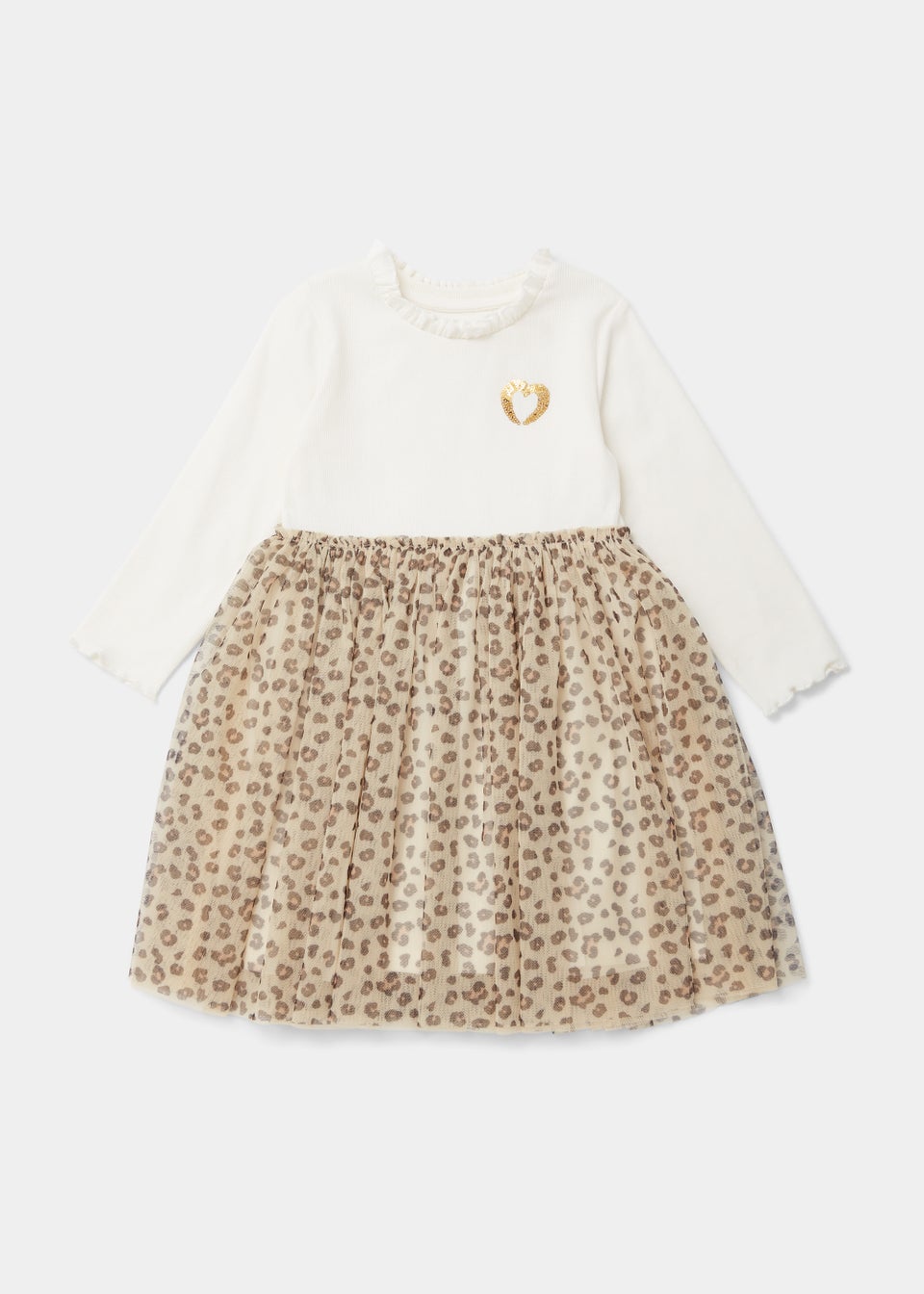 Girls Oatmeal Ribbed Mesh Tutu Dress (9mths-6yrs)
