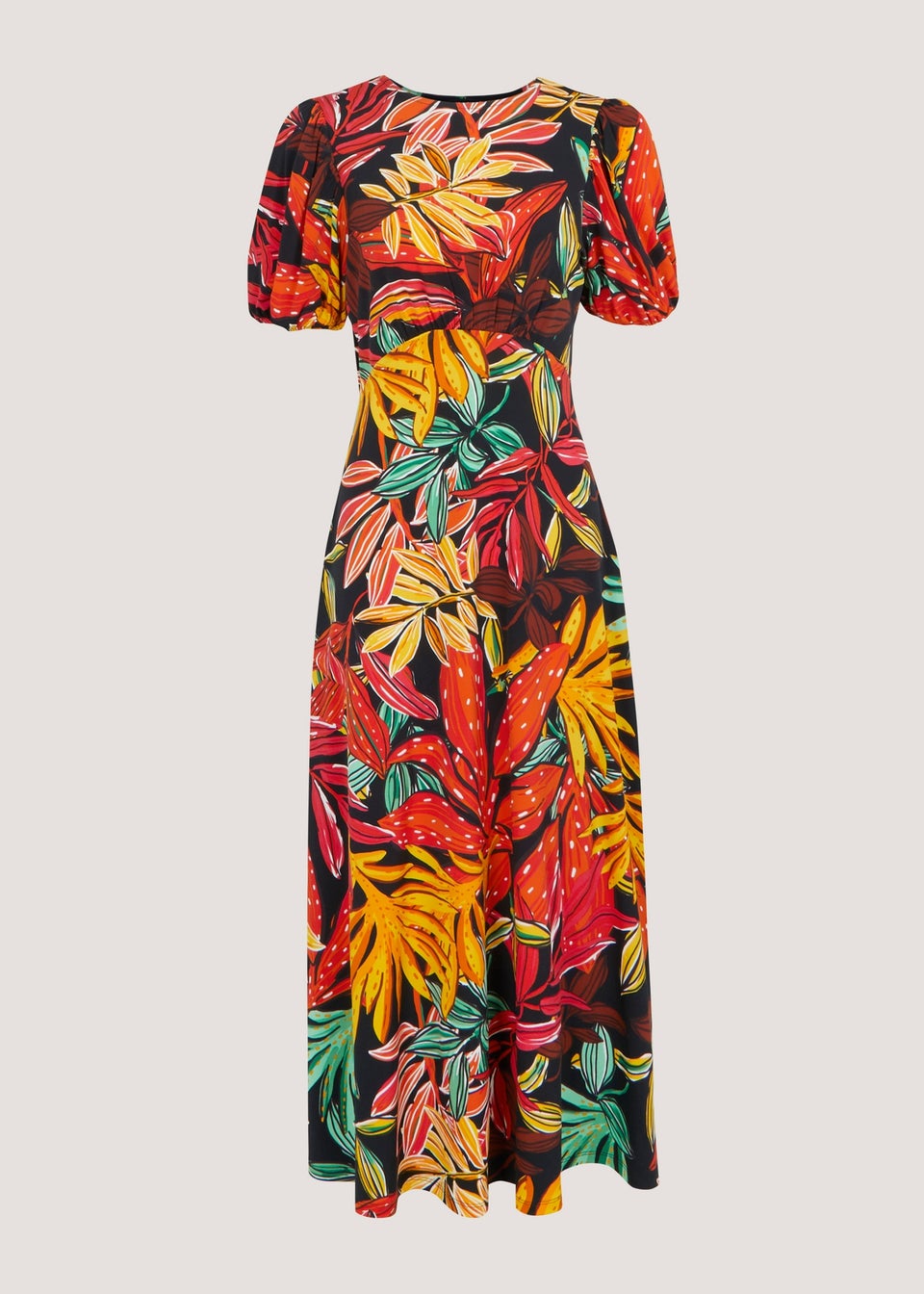 Et Vous Multicoloured Palm Print Midi Dress
