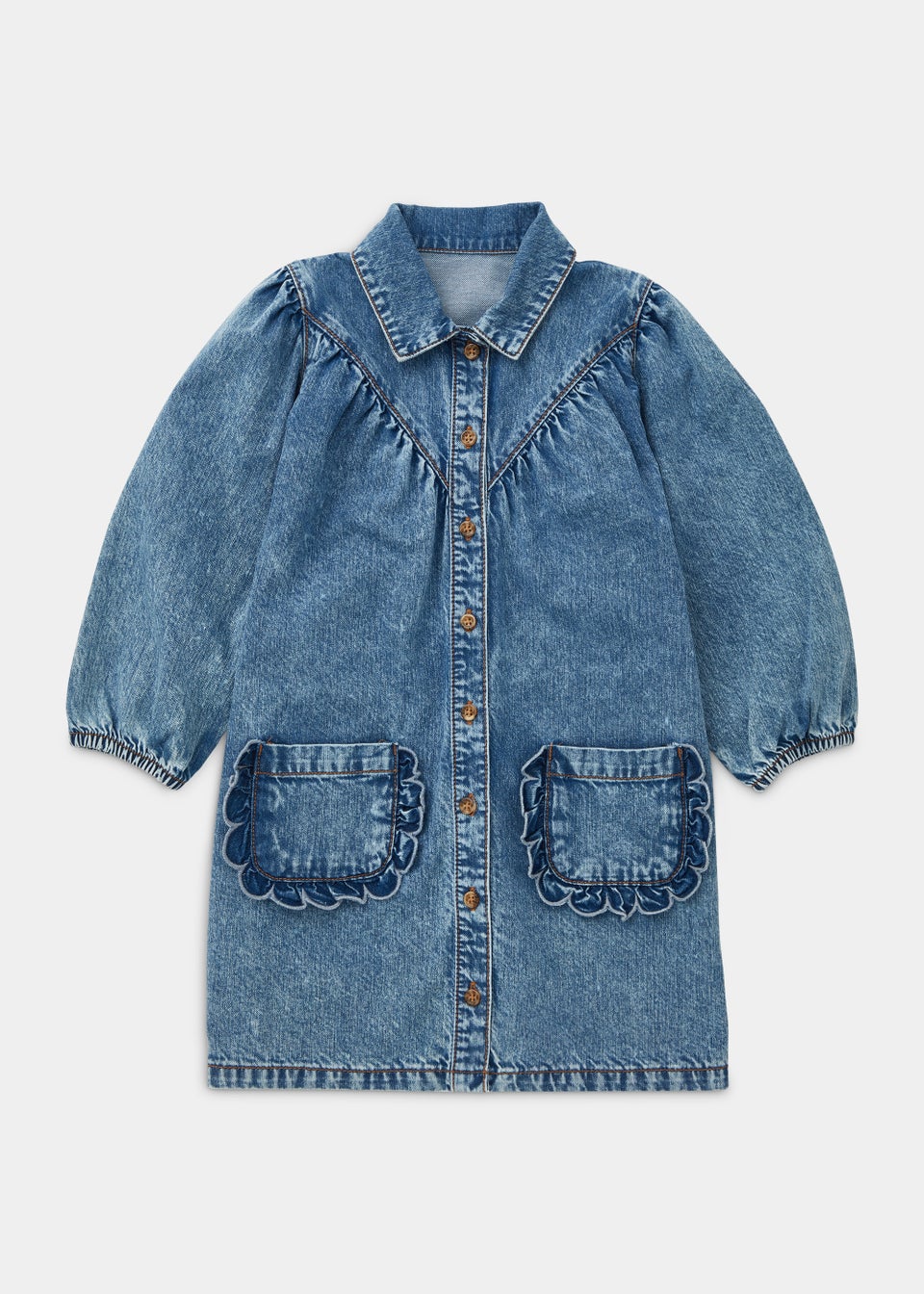 Girls Mid Wash Denim Collar Dress 9mths 6yrs