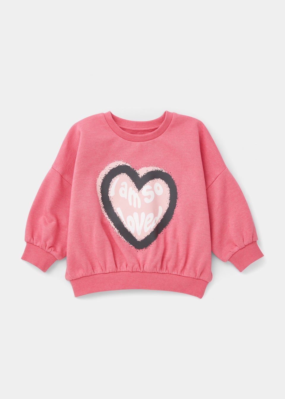 Girls Pink Heart Slogan Sweatshirt (9mths-6yrs)