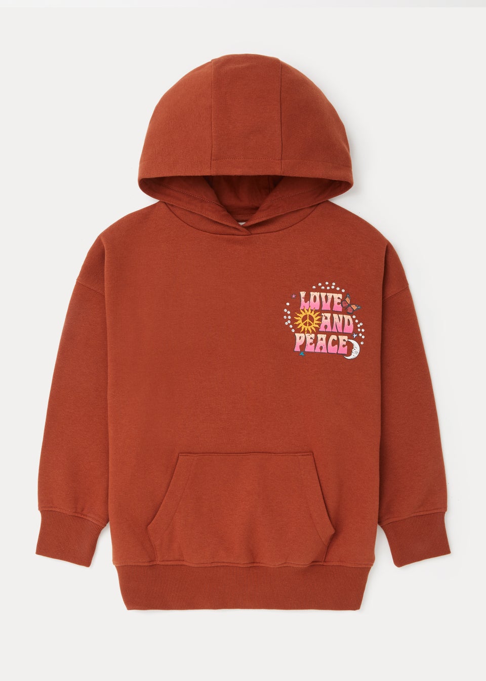 Girls Brown Kindness Slogan Hoodie (4-15yrs)
