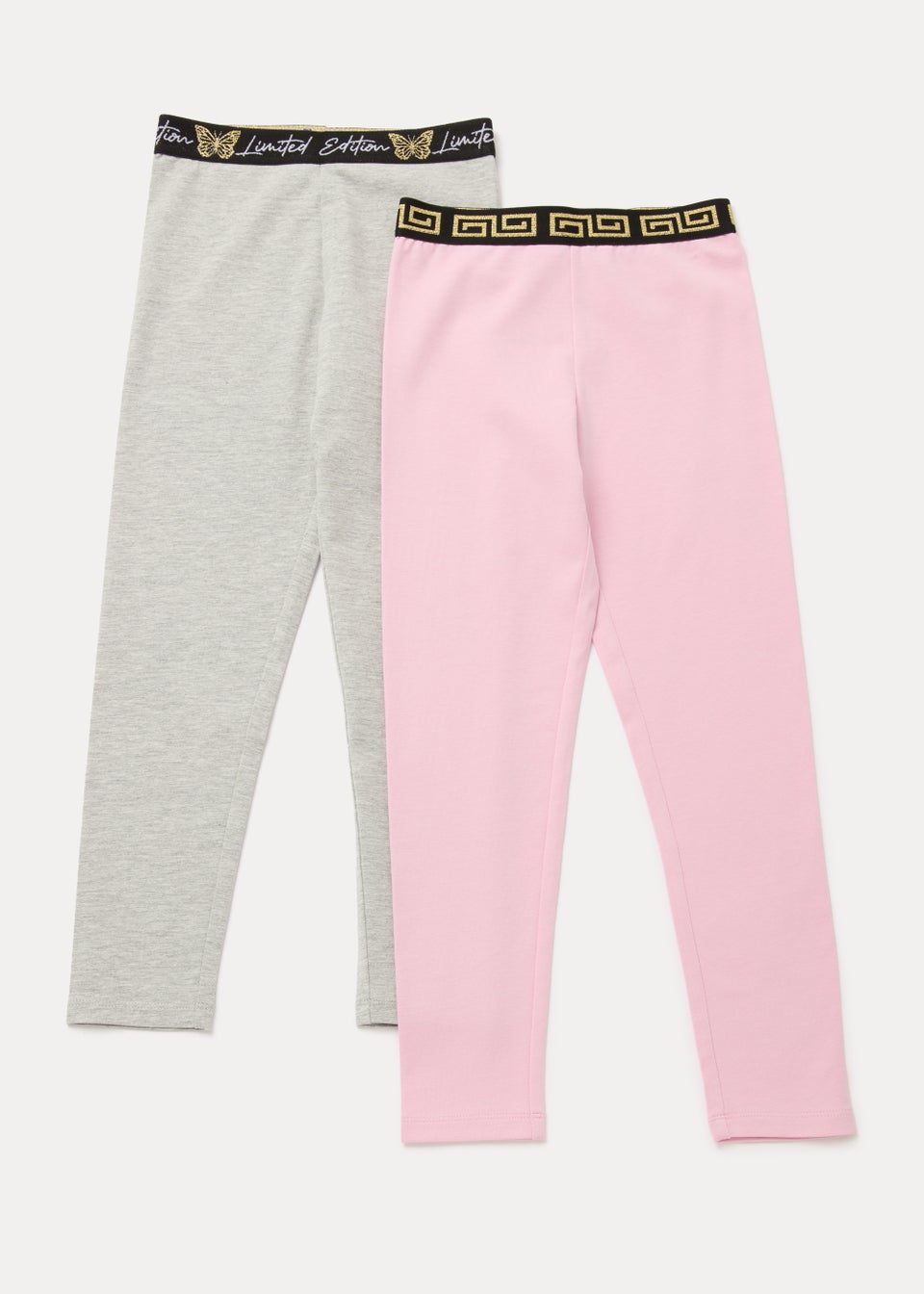 Girls 2 Pack Metallic Band Leggings (4-13yrs)
