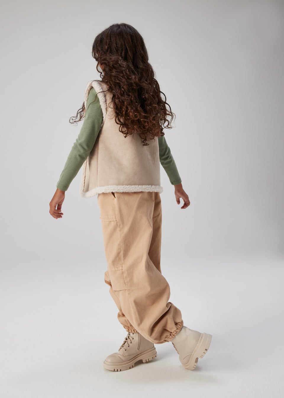 Girl khaki cargo joggers sales