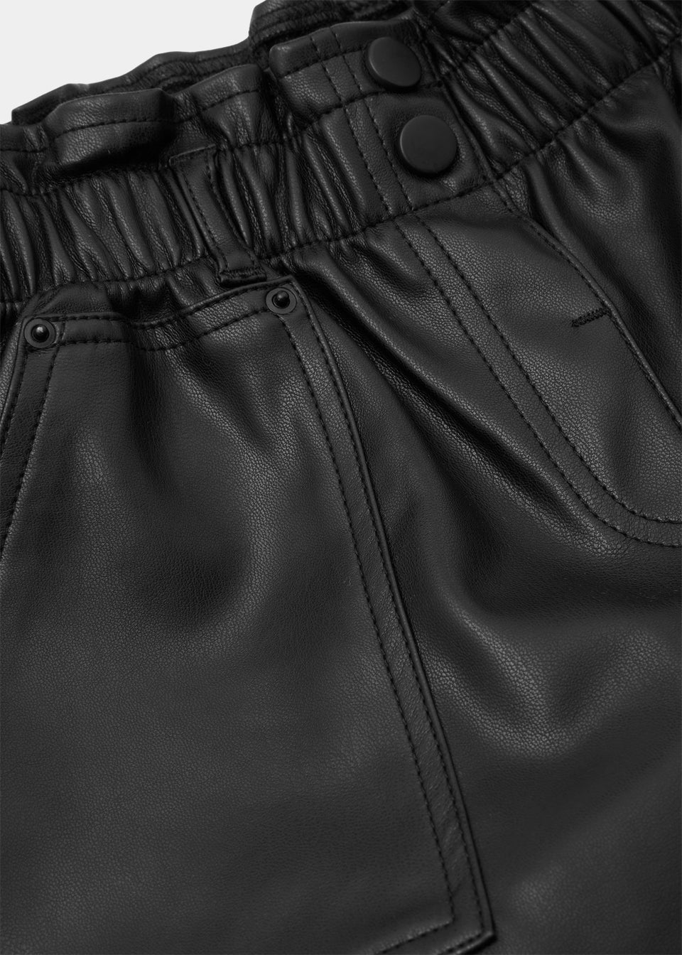 Girls Black PU Paperbag Shorts (4-15yrs)