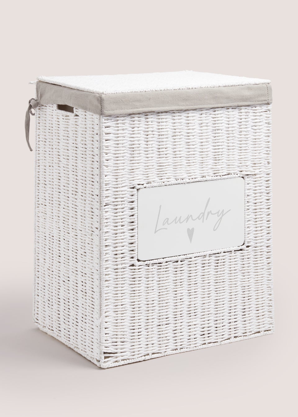 White Heart Laundry Basket (51cm x 40cm x 30cm)