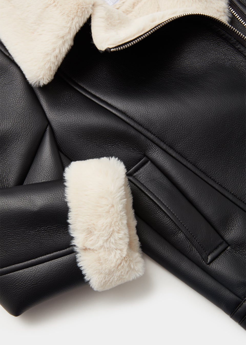Girls Black PU Aviator Jacket (4-13yrs)