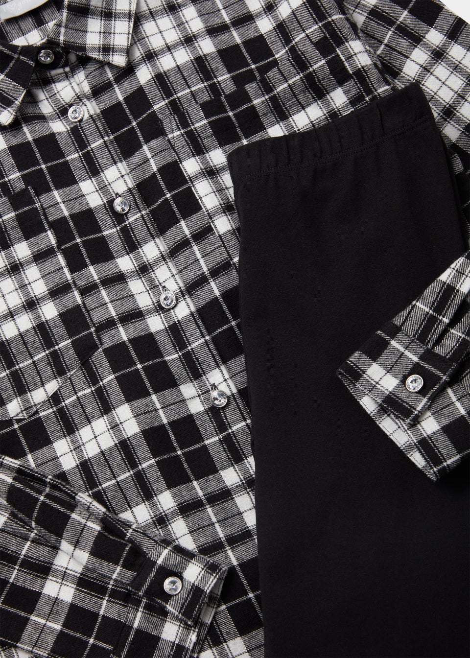 Girls Black Check Shirt & Leggings Set (4-13yrs)