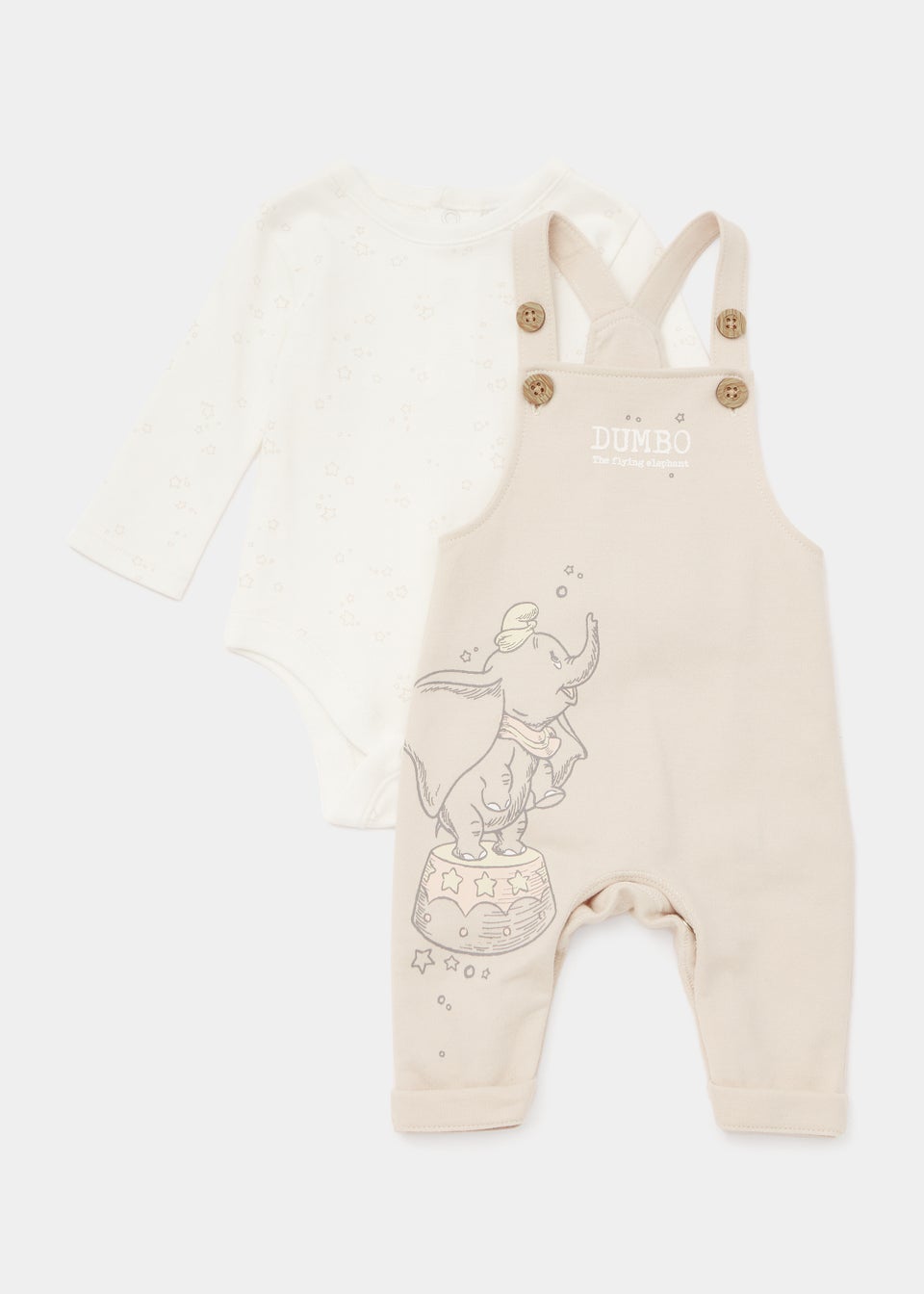 Baby White Disney Dumbo Dungarees &. Bodysuit Set (Newborn-12mths)