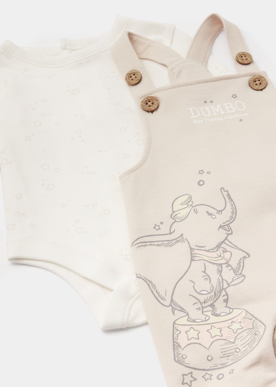 Baby White Disney Dumbo Dungarees &. Bodysuit Set (Newborn-12mths)