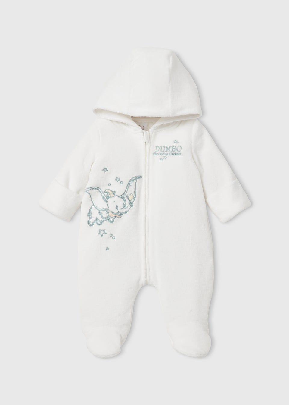 Baby White Dumbo Print Pram Suit (Newborn-18mths)