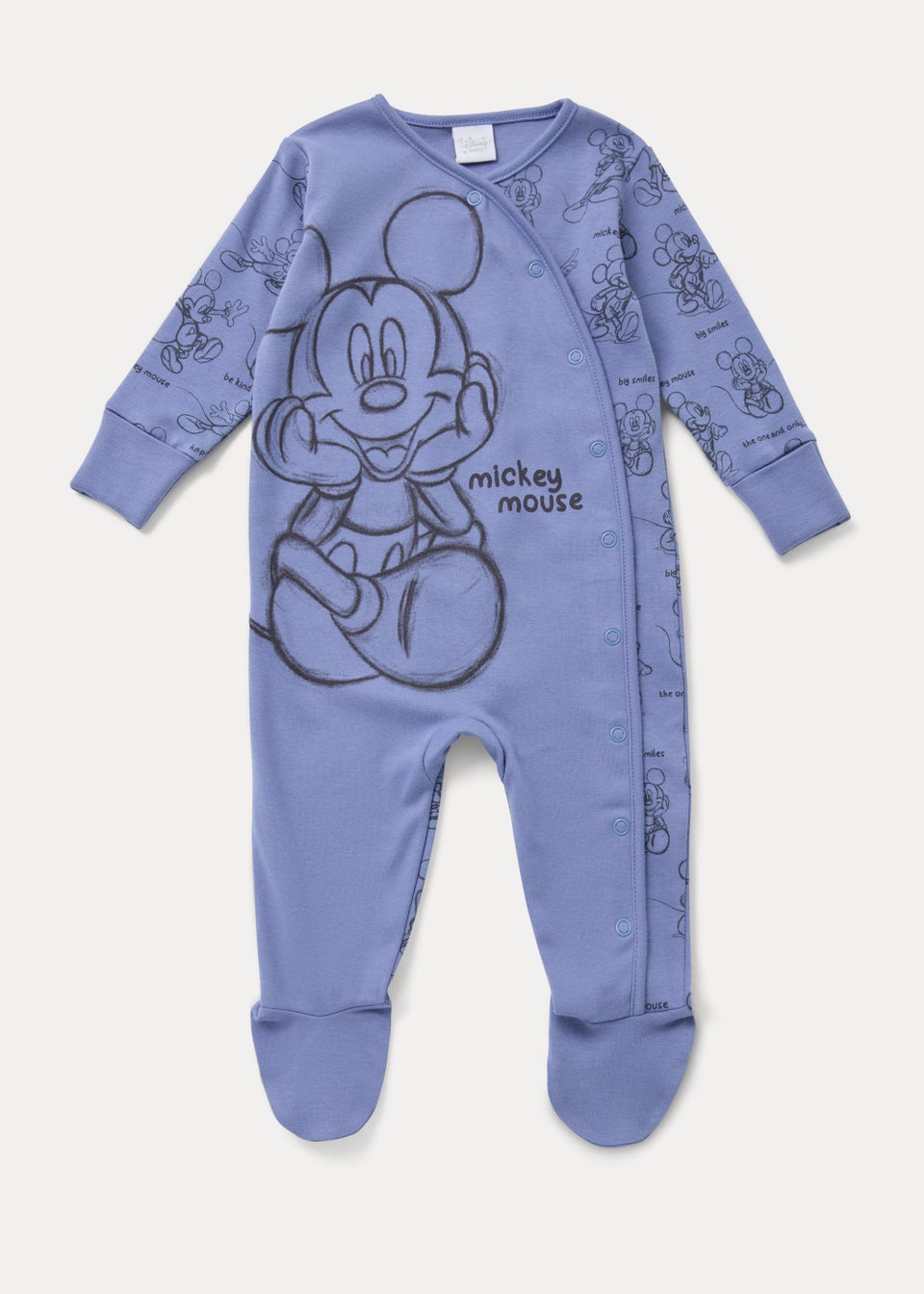 Baby Blue Mickey Mouse Sleepsuit (Newborn-12mths)