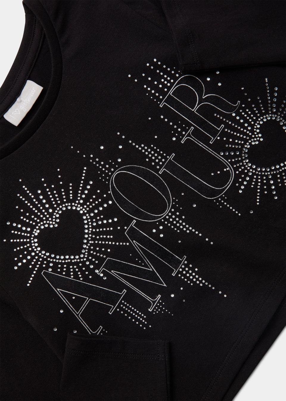 Girls Black Embroidered Amour Long Sleeve T-Shirt (4-13yrs) - Matalan