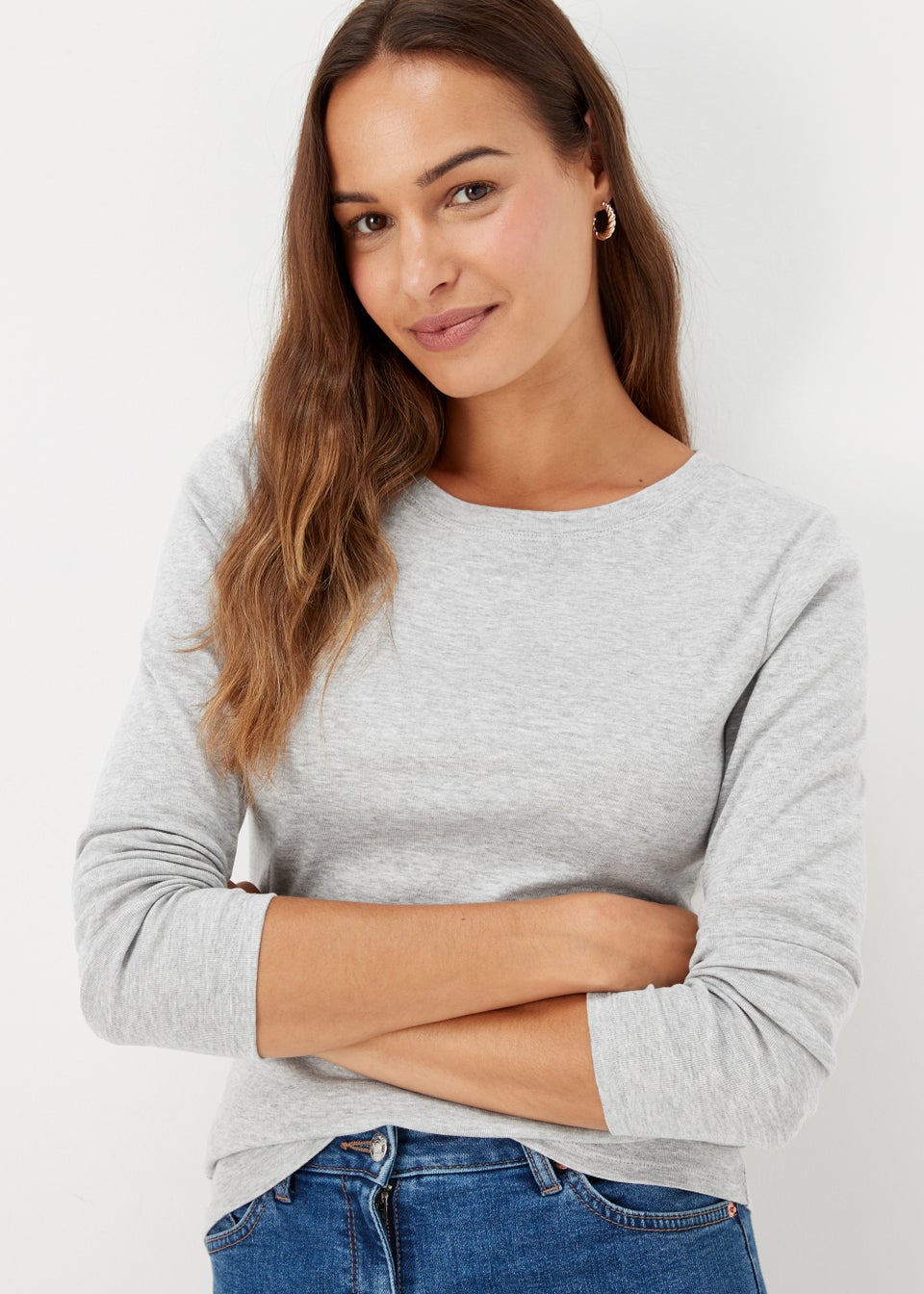 Grey Marl Long Sleeve T-Shirt