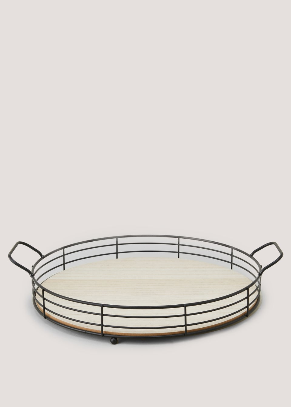 Metal & Wood Handle Tray (34.5cm x 4.5cm)