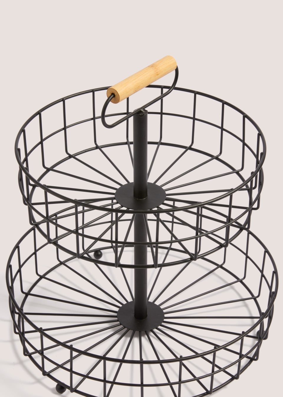 Black Wire Two Tier Round Basket (37cm x 32.5cm)