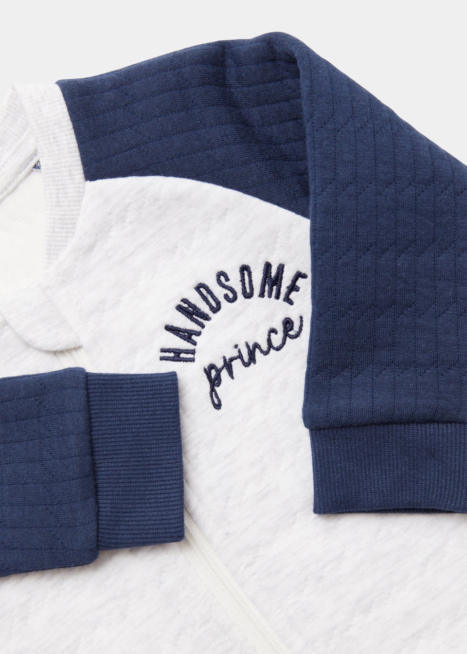 Baby Navy & White Quilted Zip Up Romper (Newborn23mths) Matalan