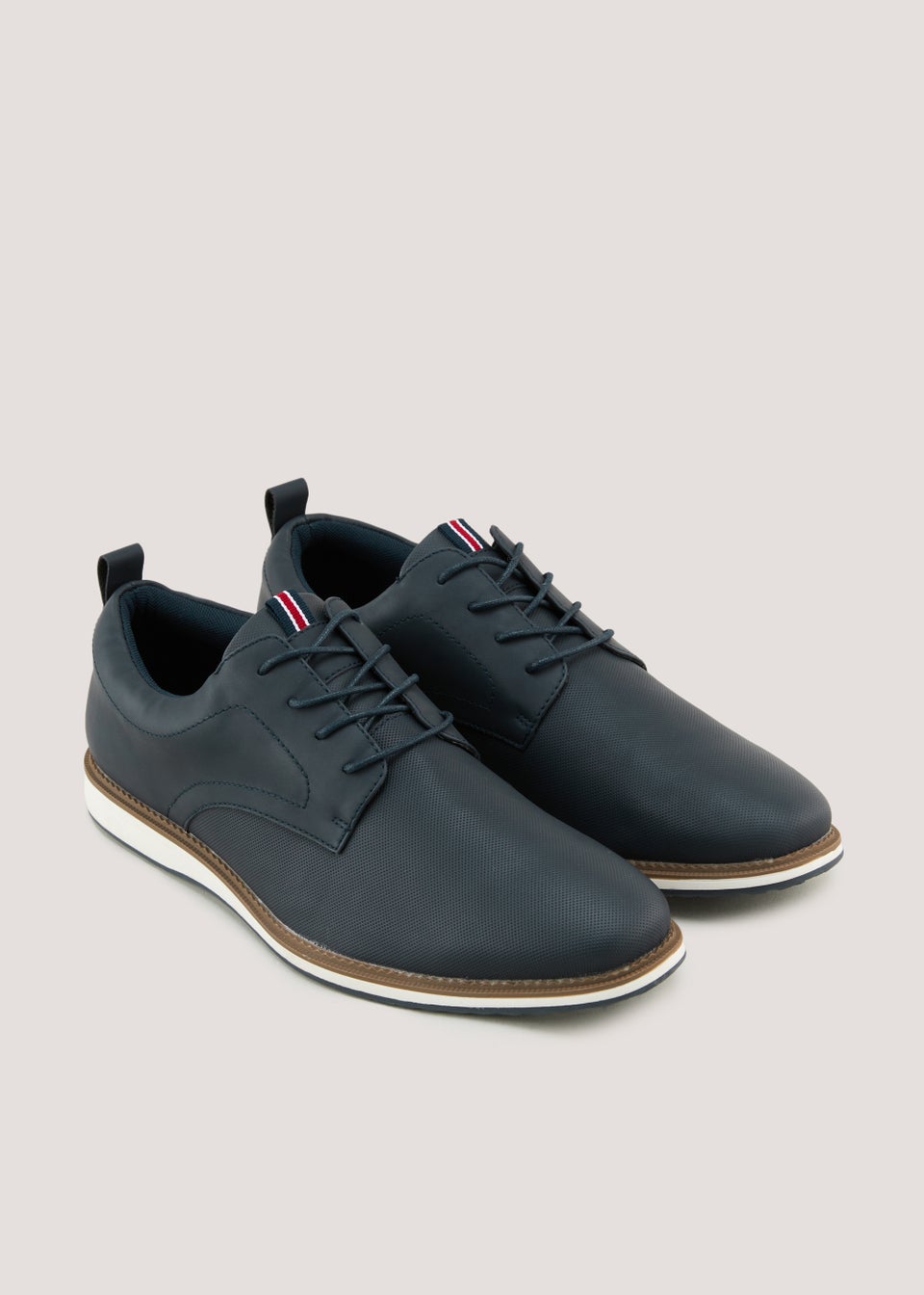 Navy Derby Wide Fit PU Shoes - Matalan