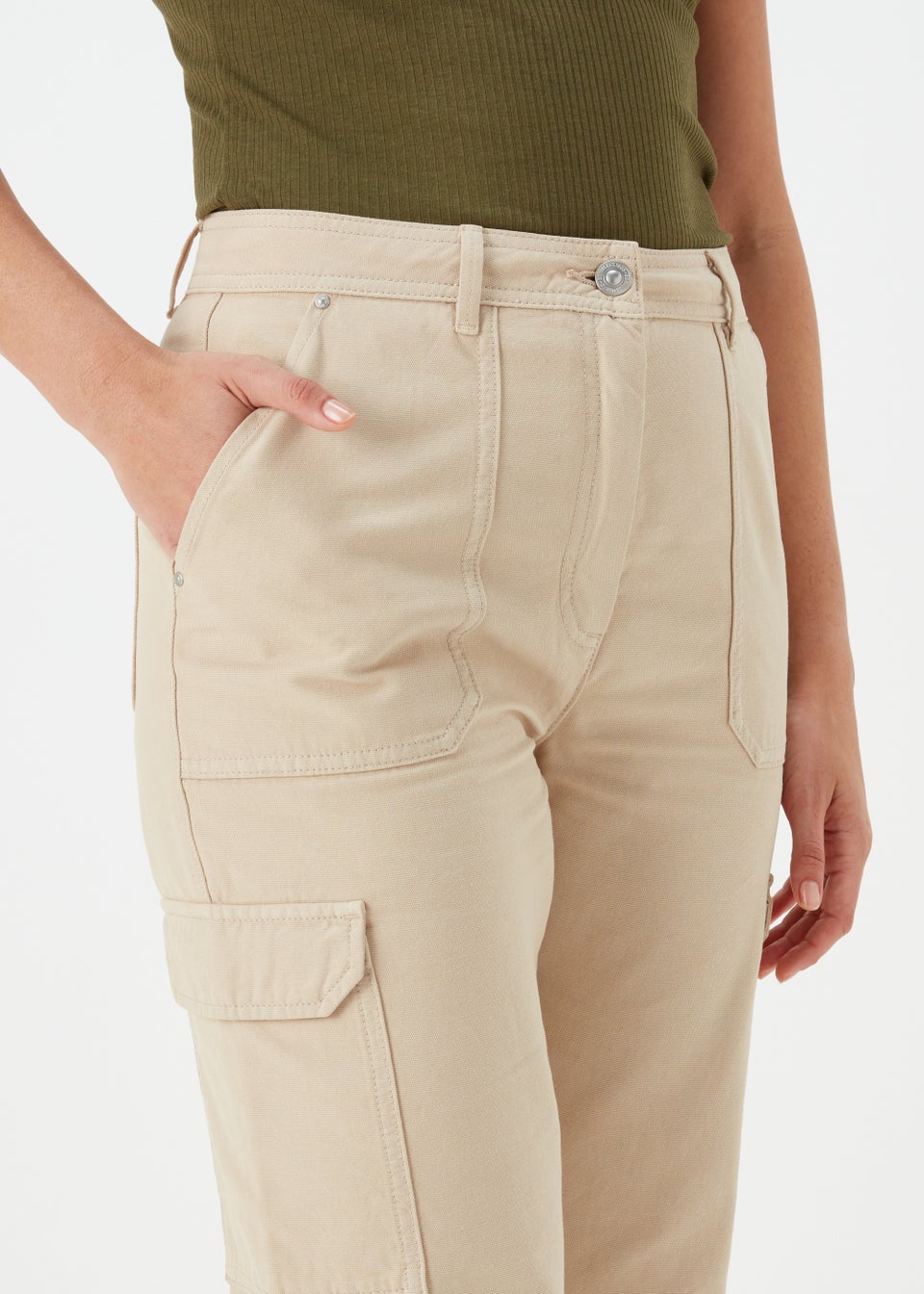 Beige Cargo Trousers