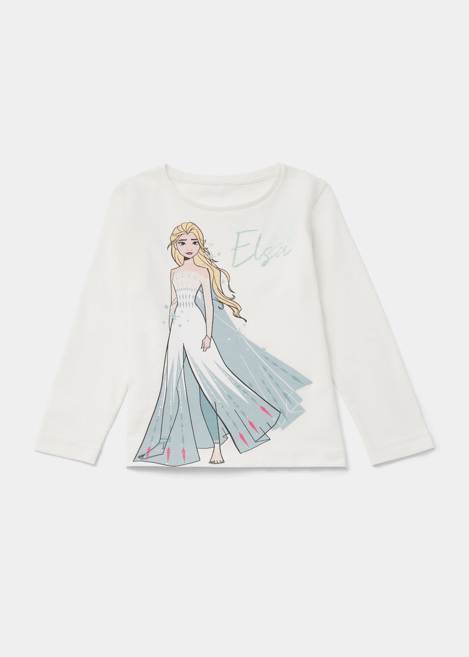Kids White Disney Elsa Long Sleeve T-Shirt (4-9yrs)