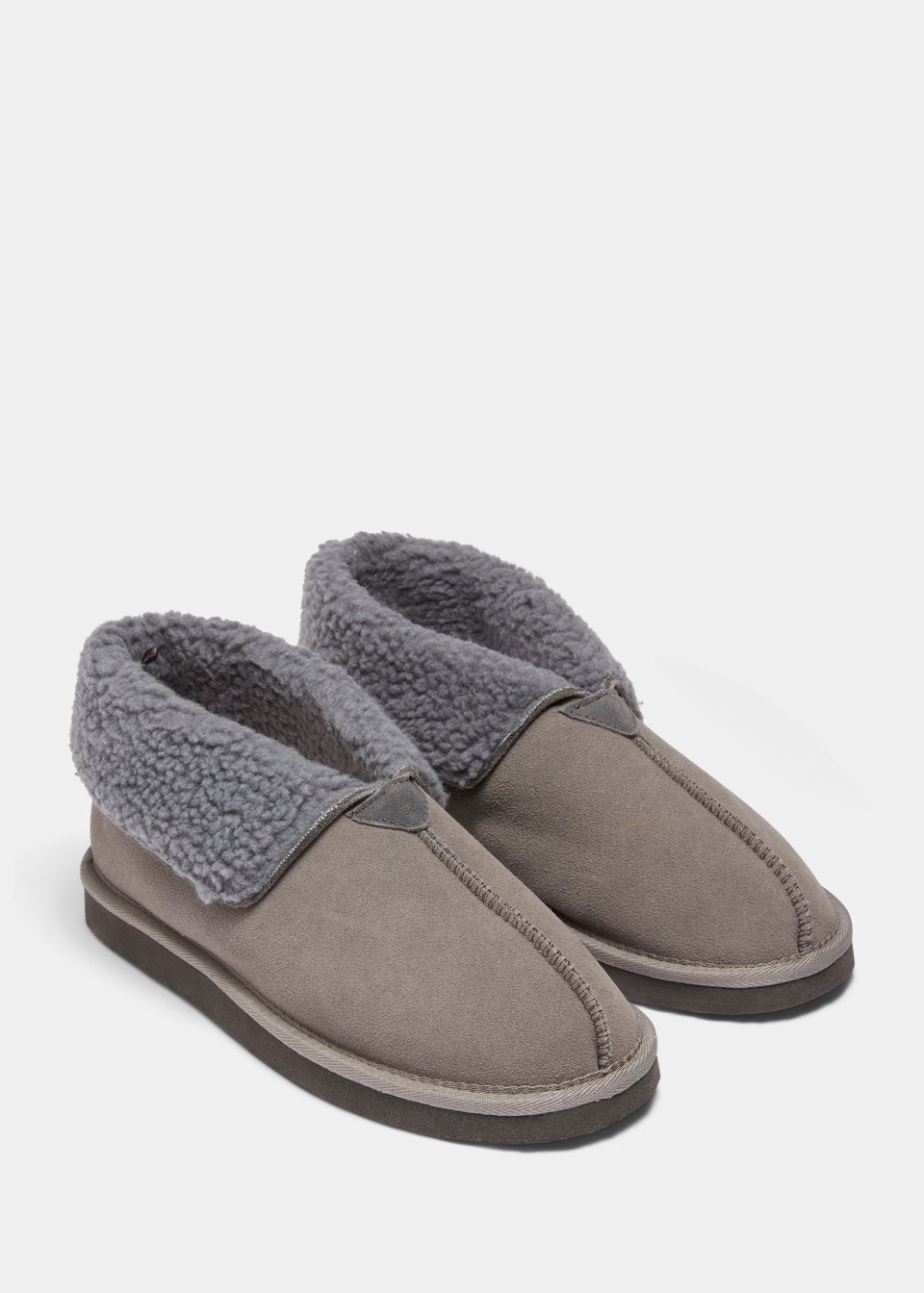 Grey Real Suede Slipper Boots