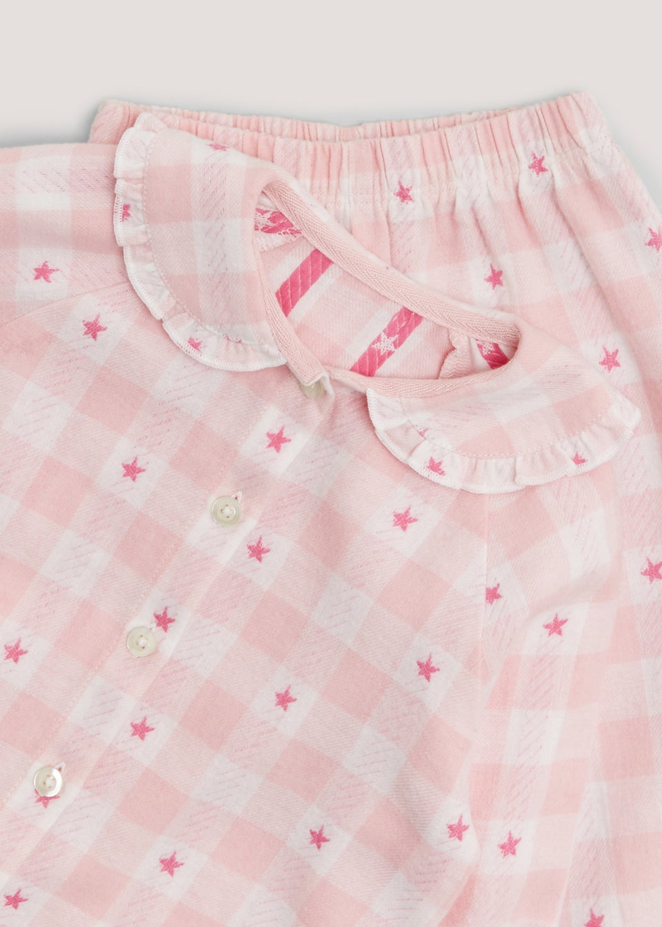 Girls Pink Check Print Woven Pyjama Set 9mths 5yrs