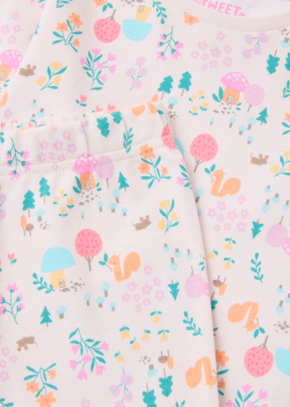 Girls Cream Floral Woodland Pyjama Set (9mths-5yrs)